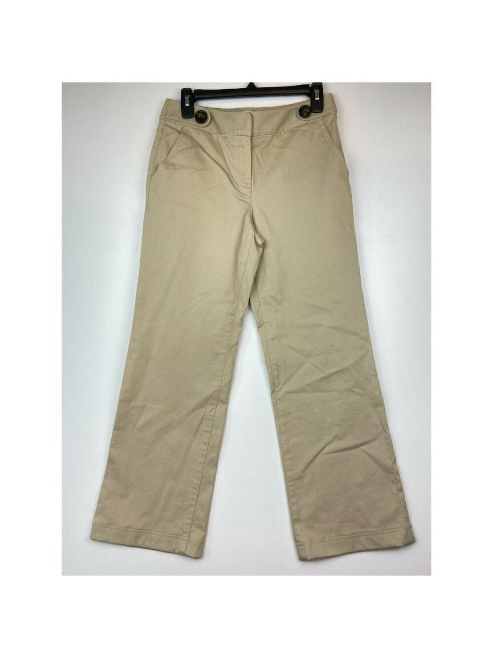 Talbots Women's Beige Wide Leg Stretch Pants Size Petite 4